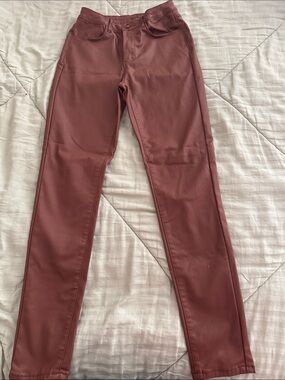 Women's Faux Leather Jeans in Brown